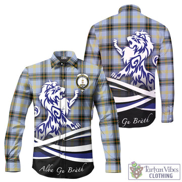 Bell Tartan Long Sleeve Button Up Shirt with Alba Gu Brath Regal Lion Emblem