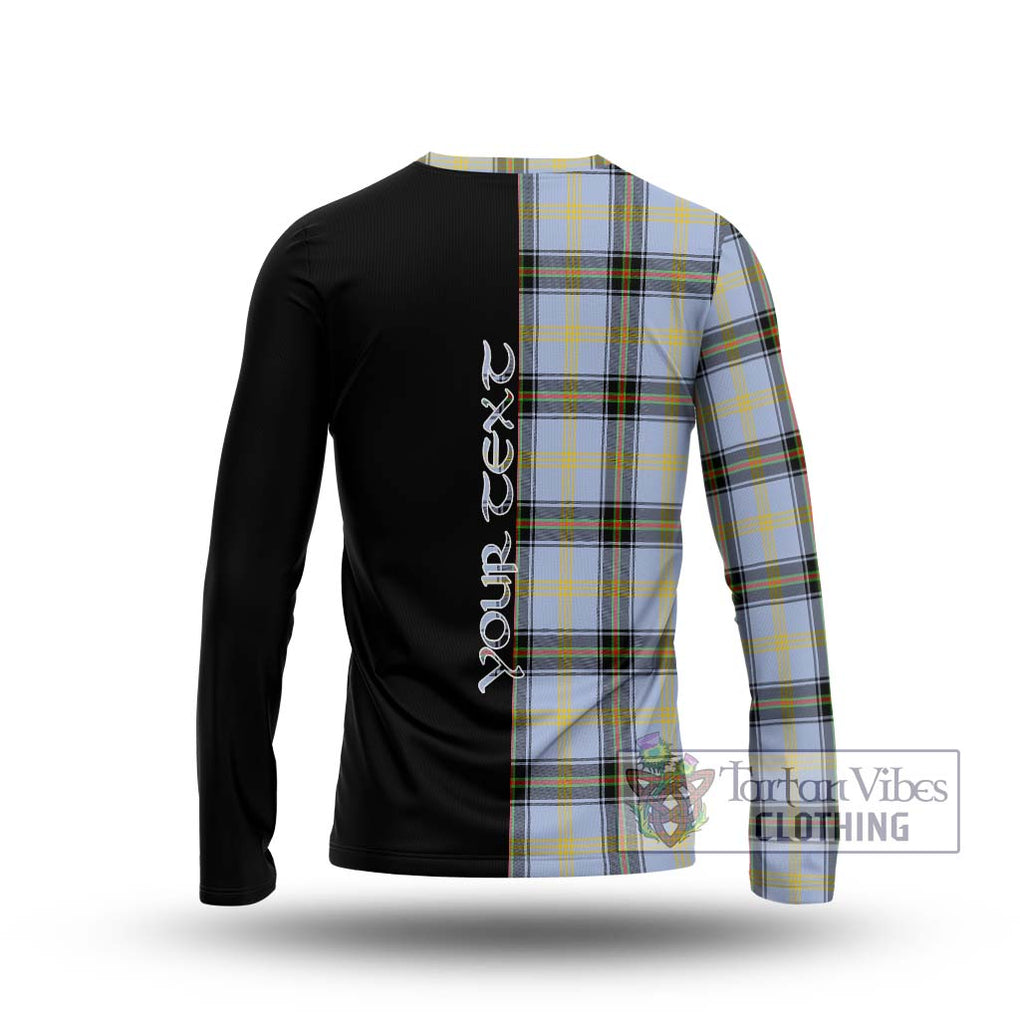 Bell Tartan Long Sleeve T-Shirt with Family Crest and Half Of Me Style - Tartanvibesclothing Shop