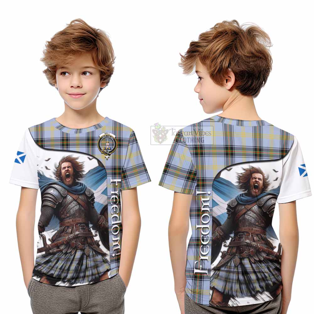 Tartan Vibes Clothing Bell Crest Tartan Kid T-Shirt Inspired by the Freedom of Scottish Warrior