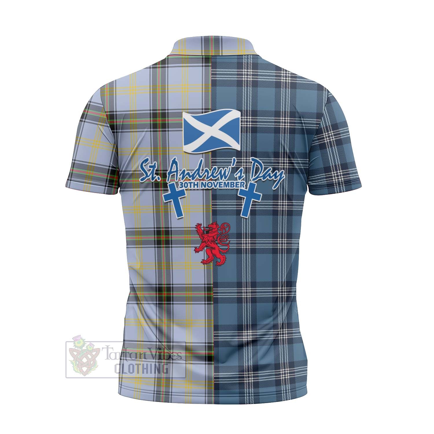 Tartan Vibes Clothing Bell Tartan Zipper Polo Shirt Happy St. Andrew's Day Half Tartan Style