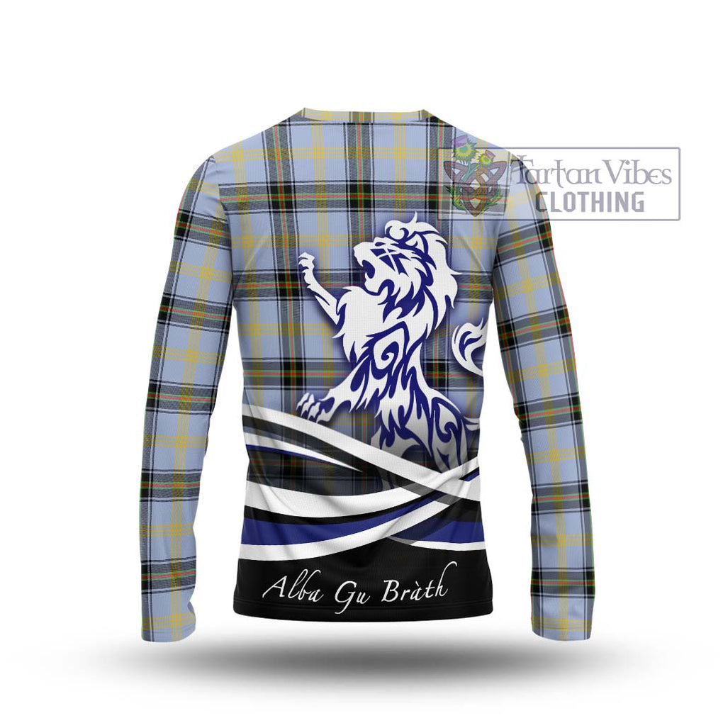 Bell Tartan Long Sleeve T-Shirt with Alba Gu Brath Regal Lion Emblem - Tartanvibesclothing Shop