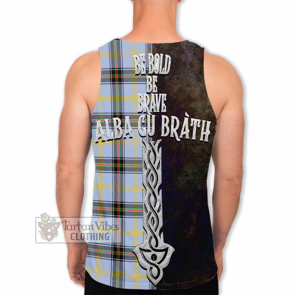 Tartan Vibes Clothing Bell Tartan Family Crest Men's Tank Top Alba Gu Brath Be Brave Lion Ancient Style