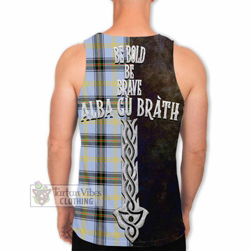 Bell Tartan Family Crest Men's Tank Top Alba Gu Brath Be Brave Lion Ancient Style