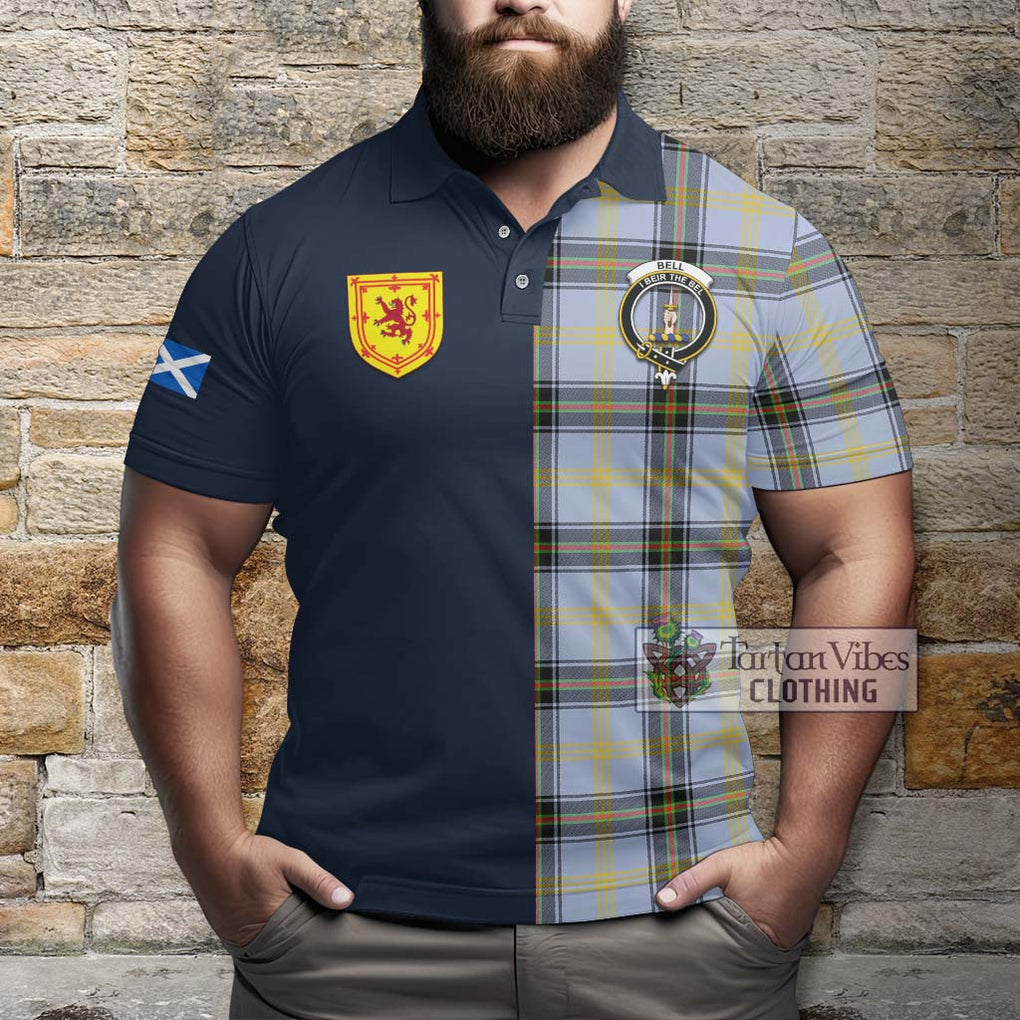 Bell Tartan Polo Shirt Alba with Scottish Lion Royal Arm Half Style - Tartan Vibes Clothing