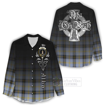 Tartan Vibes Clothing Bell Tartan Women's Casual Shirt Featuring Alba Gu Brath Family Crest Celtic Inspired