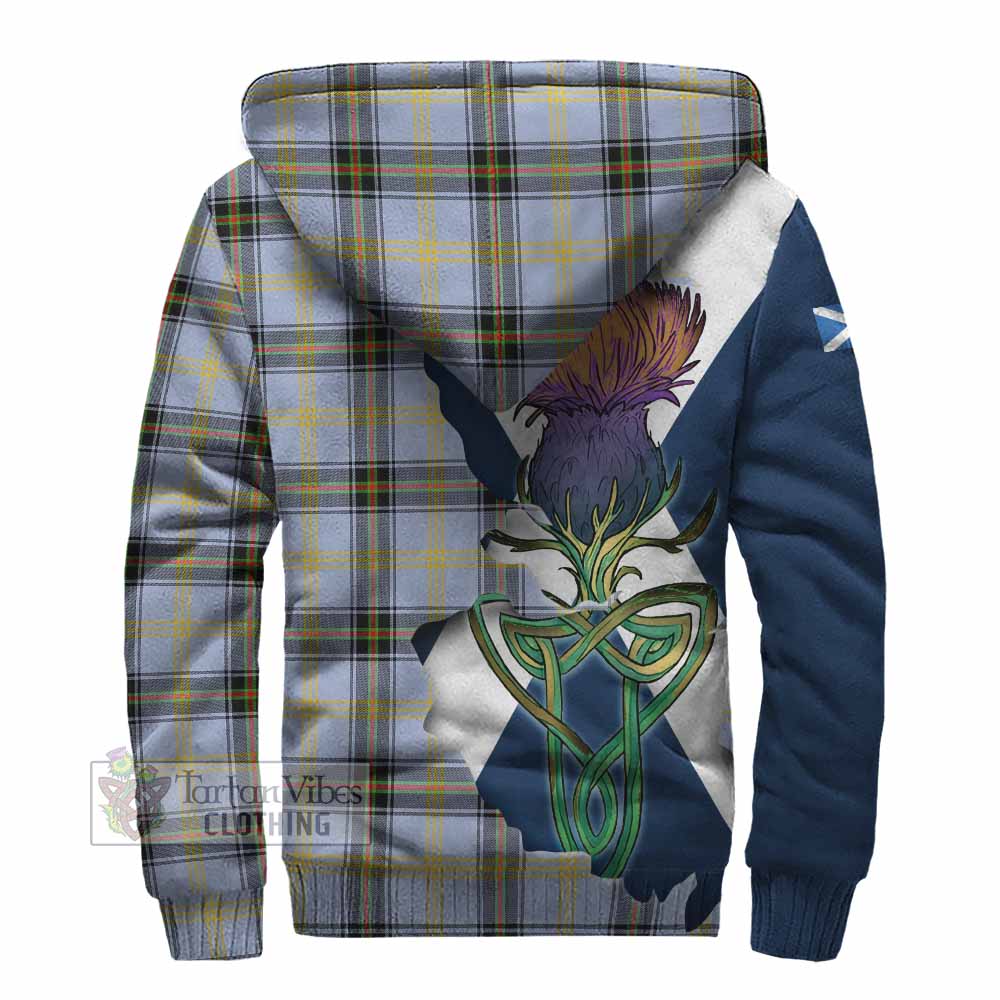 Tartan Vibes Clothing Bell Tartan Family Crest Sherpa Hoodie Scottish Thistle Celtic Inspired