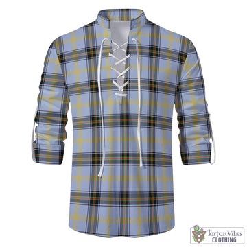 Bell Tartan Men's Scottish Traditional Jacobite Ghillie Kilt Shirt