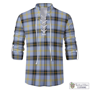 Tartan Vibes Clothing Bell Tartan Men's Scottish Traditional Jacobite Ghillie Kilt Shirt