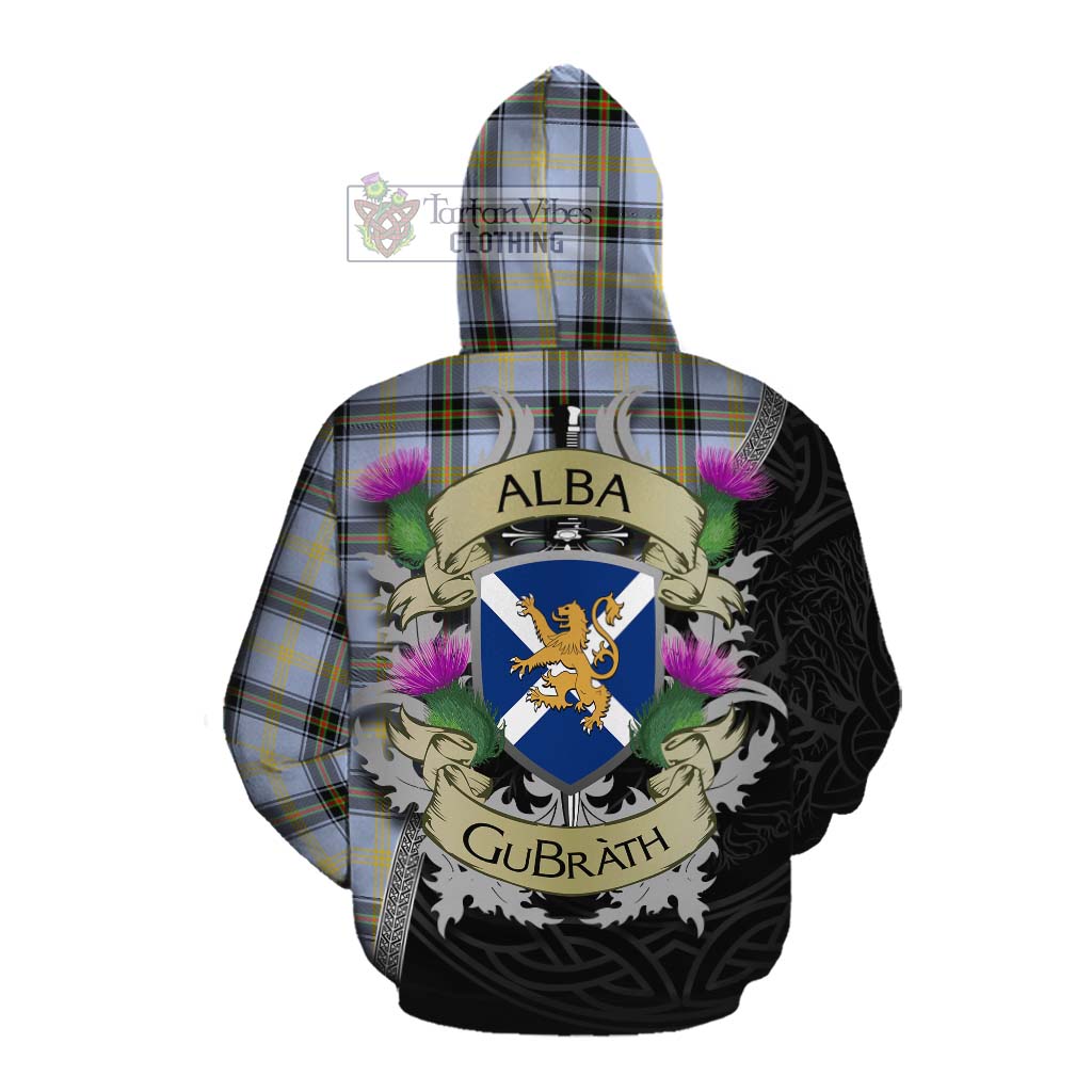 Tartan Vibes Clothing Bell Tartan Family Crest Cotton Hoodie Lion Rampant Royal Thistle Shield Celtic Inspired