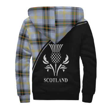 Bell Tartan Sherpa Hoodie with Family Crest Curve Style