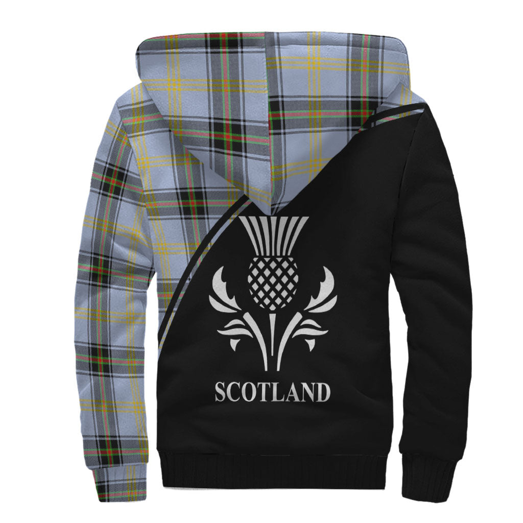 Bell Tartan Sherpa Hoodie with Family Crest Curve Style - Tartanvibesclothing
