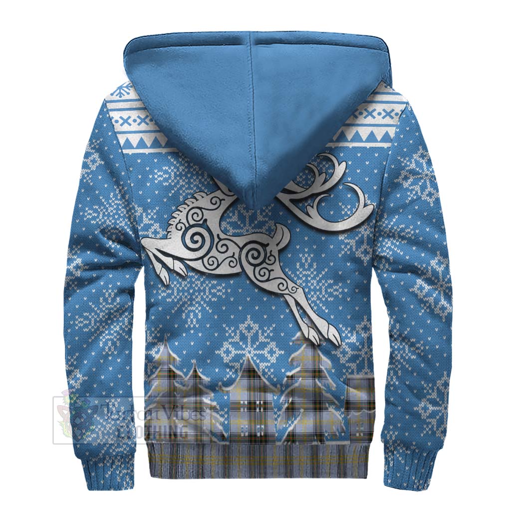 Tartan Vibes Clothing Bell Clan Christmas Sherpa Hoodie Celtic Reindeer Style