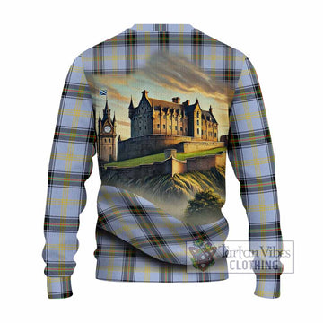 Tartan Vibes Clothing Bell Tartan Family Crest Knitted Sweater with Scottish Ancient Castle Style