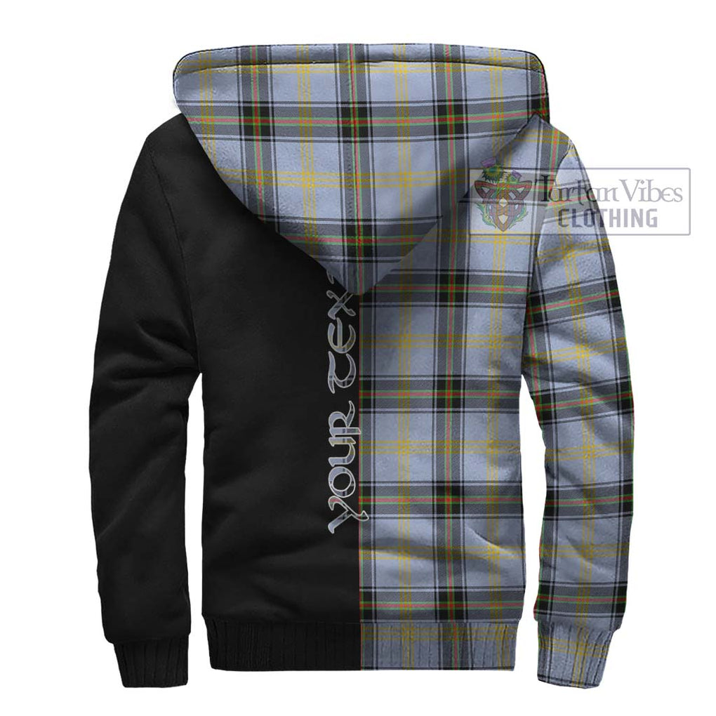 Bell Tartan Sherpa Hoodie with Family Crest and Half Of Me Style - Tartanvibesclothing Shop