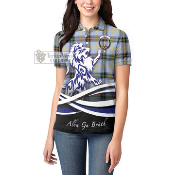 Bell Tartan Women's Polo Shirt with Alba Gu Brath Regal Lion Emblem - Tartanvibesclothing Shop