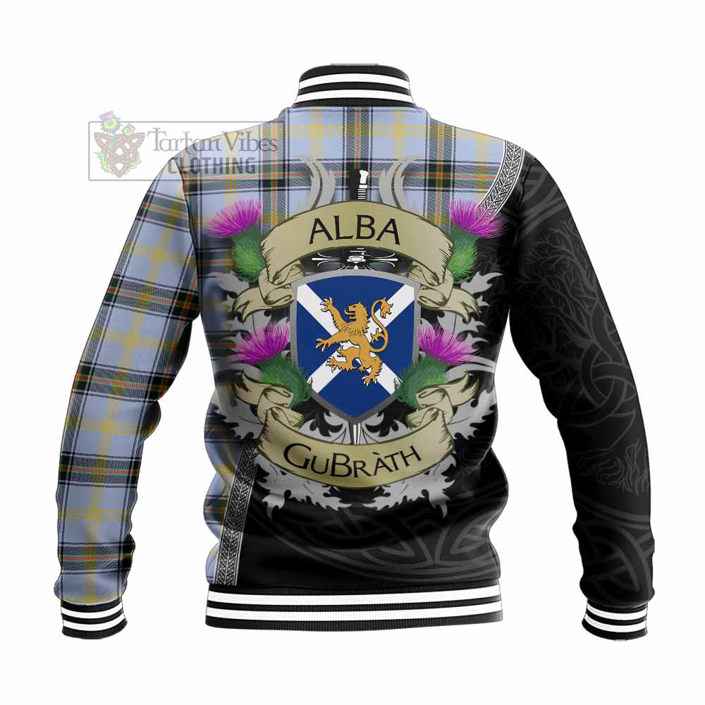 Tartan Vibes Clothing Bell Tartan Family Crest Baseball Jacket Lion Rampant Royal Thistle Shield Celtic Inspired