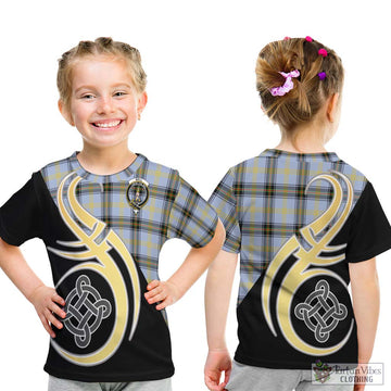 Bell Tartan Kid T-Shirt with Family Crest and Celtic Symbol Style - Tartan Vibes Clothing