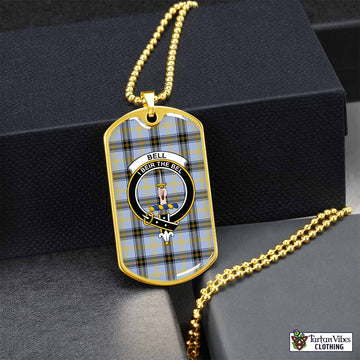 Tartan Vibes Clothing Bell Tartan Dog Tag Necklace with Family Crest