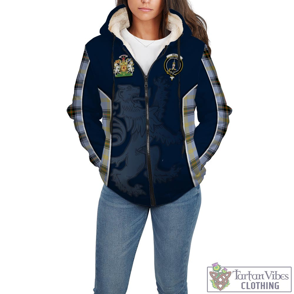 Tartan Vibes Clothing Bell Tartan Sherpa Hoodie with Family Crest and Lion Rampant Vibes Sport Style