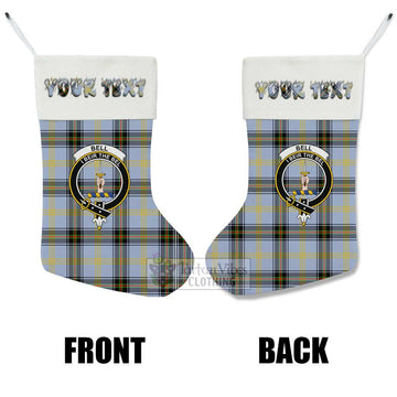 Bell Tartan Family Crest Christmas Stocking with Personalized Text