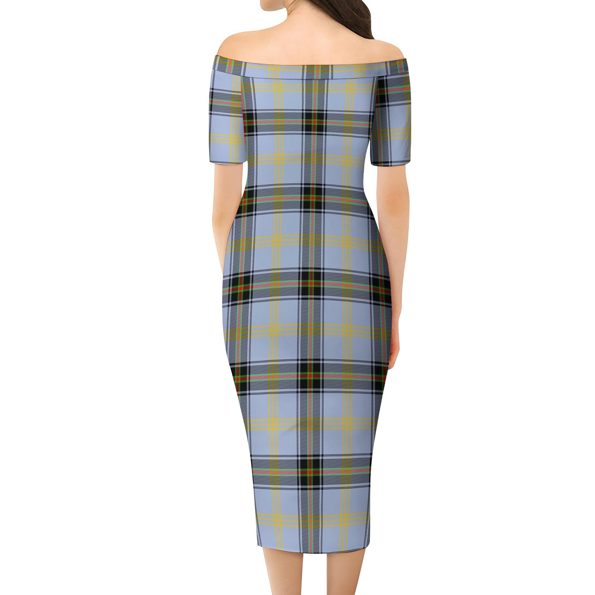 Bell Tartan Off Shoulder Lady Dress - Tartanvibesclothing
