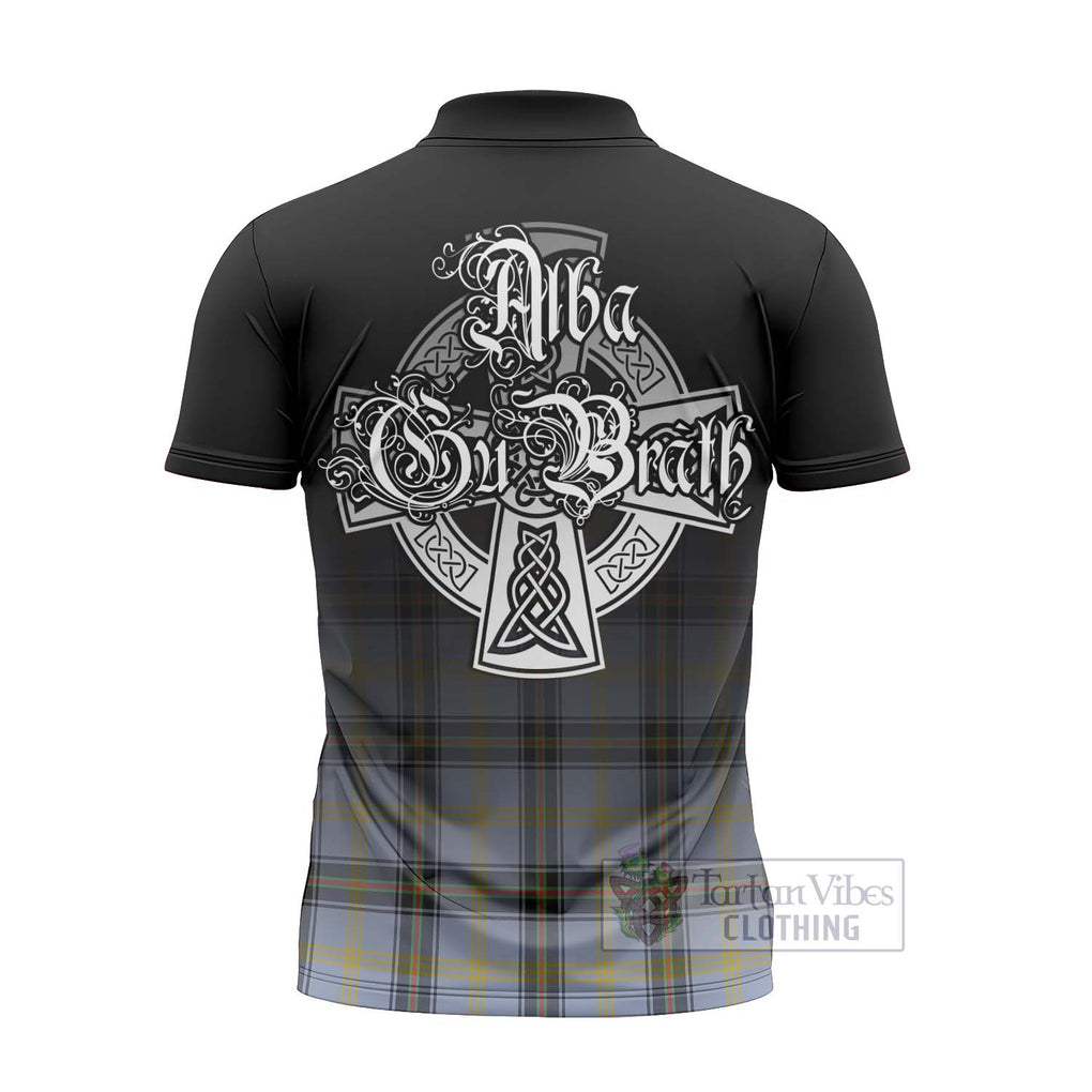 Tartan Vibes Clothing Bell Tartan Zipper Polo Shirt Featuring Alba Gu Brath Family Crest Celtic Inspired