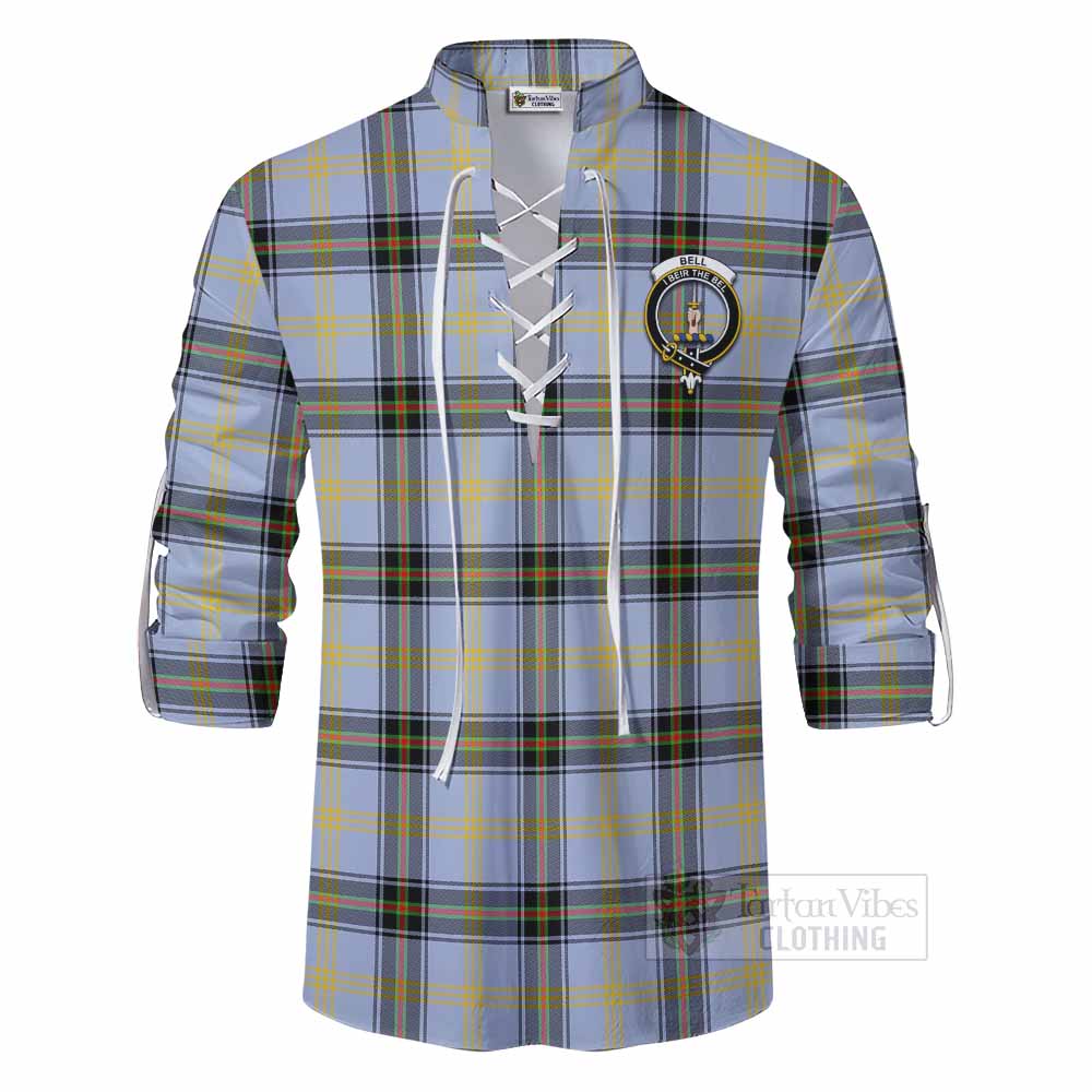 Tartan Vibes Clothing Bell Tartan Ghillie Kilt Shirt with Family Crest DNA In Me Style