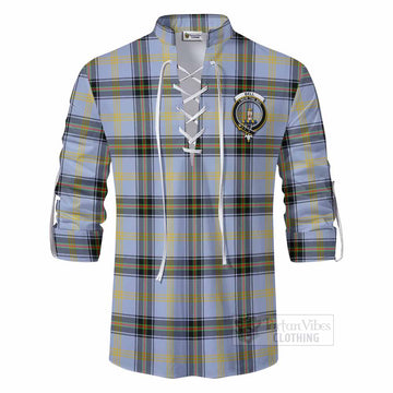Tartan Vibes Clothing Bell Tartan Ghillie Kilt Shirt with Family Crest DNA In Me Style