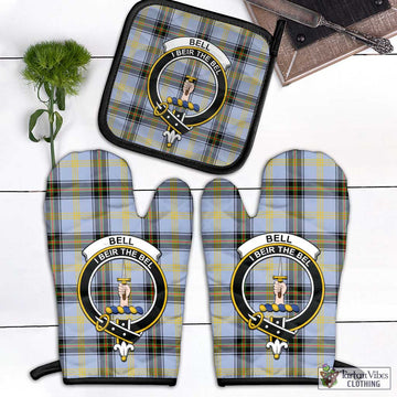 Bell Tartan Combo Oven Mitt & Pot-Holder with Family Crest Combo 1 Oven Mitt & 1 Pot-Holder Black - Tartan Vibes Clothing