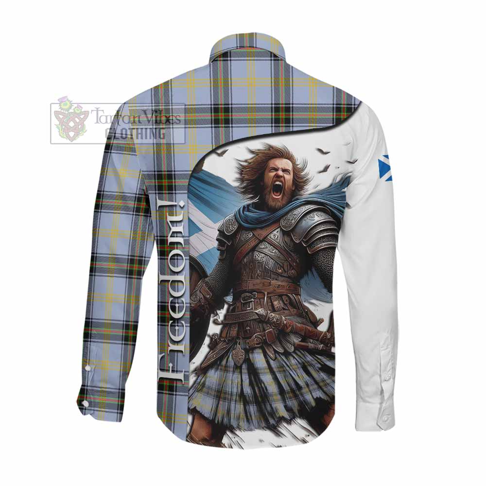 Tartan Vibes Clothing Bell Crest Tartan Long Sleeve Button Shirt Inspired by the Freedom of Scottish Warrior