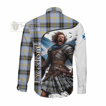 Tartan Vibes Clothing Bell Crest Tartan Long Sleeve Button Shirt Inspired by the Freedom of Scottish Warrior
