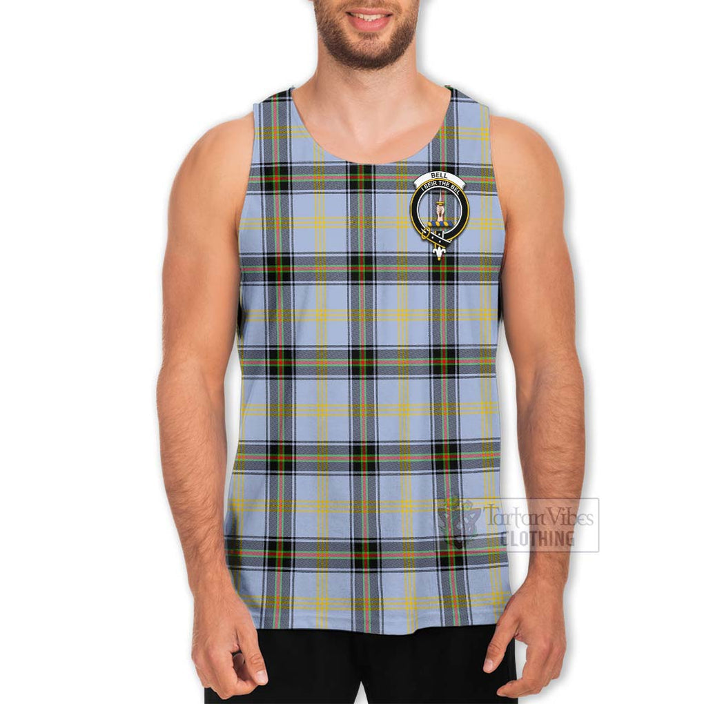 Tartan Vibes Clothing Bell Tartan Men's Tank Top with Family Crest and Bearded Skull Holding Bottles of Whiskey