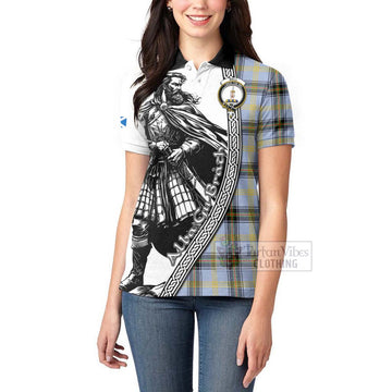 Tartan Vibes Clothing Bell Tartan Clan Crest Women's Polo Shirt with Highlander Warrior Celtic Style