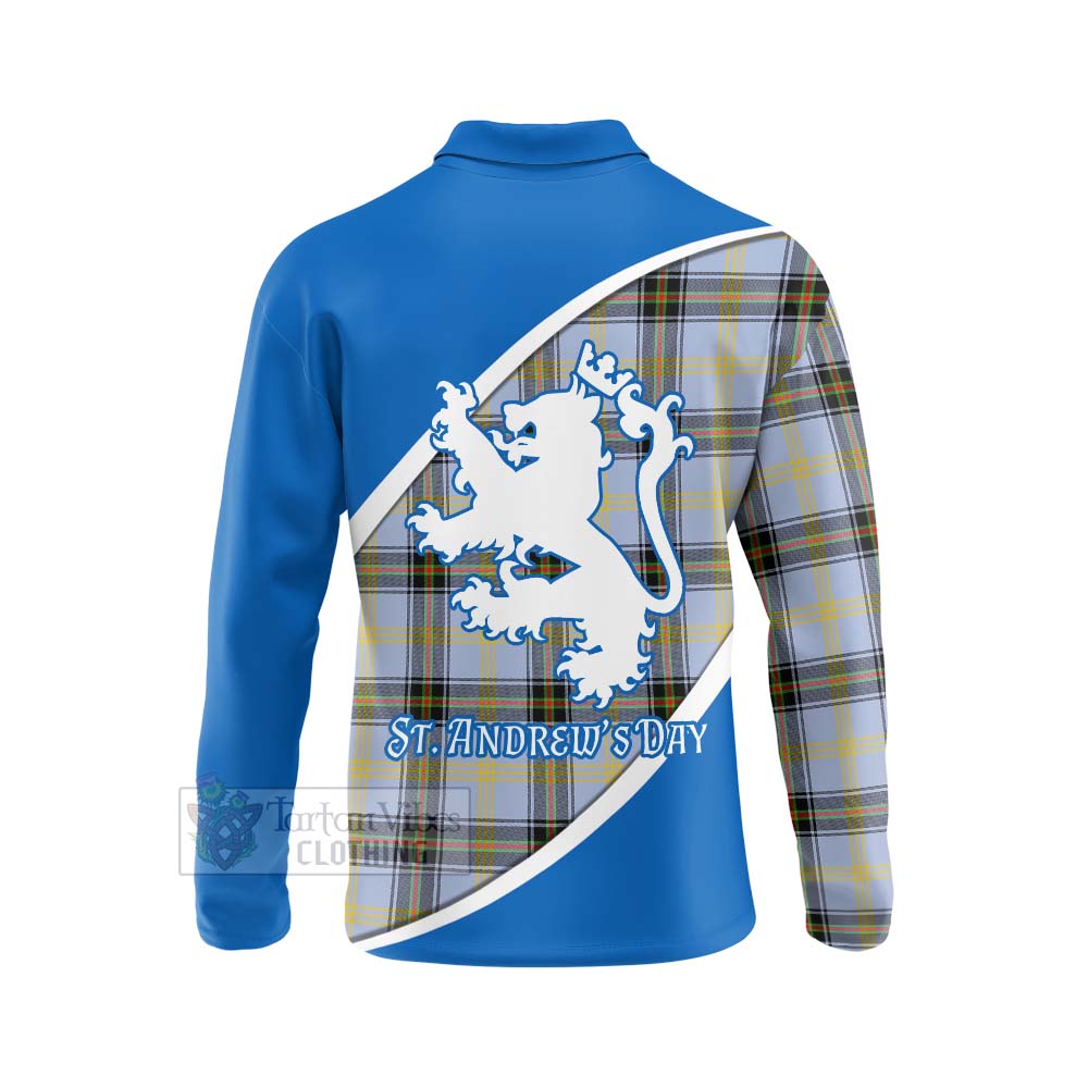 Tartan Vibes Clothing Bell Family Crest Tartan Long Sleeve Polo Shirt Celebrate Saint Andrew's Day in Style
