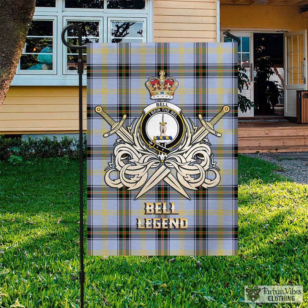 Tartan Vibes Clothing Bell Tartan Flag with Clan Crest and the Golden Sword of Courageous Legacy