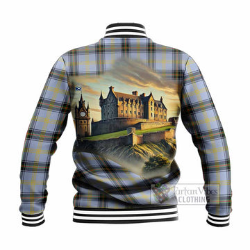 Bell Tartan Family Crest Baseball Jacket with Scottish Ancient Castle Style