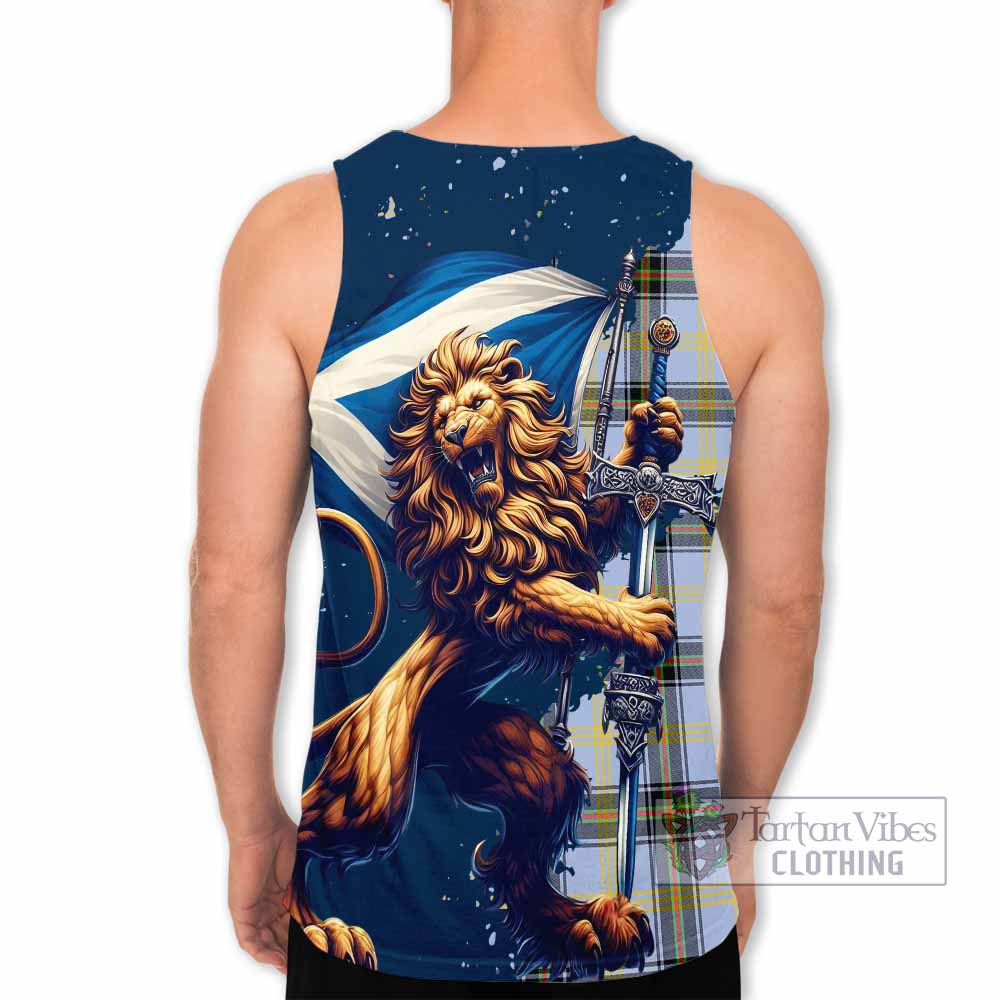 Tartan Vibes Clothing Bell Tartan Family Crest Men's Tank Top with Scottish Majestic Lion