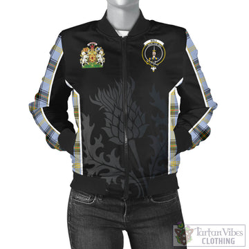 Bell Tartan Bomber Jacket with Family Crest and Scottish Thistle Vibes Sport Style