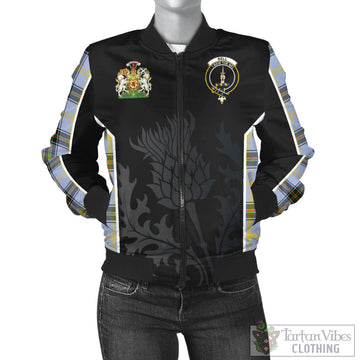 Bell Tartan Bomber Jacket with Family Crest and Scottish Thistle Vibes Sport Style - Tartan Vibes Clothing