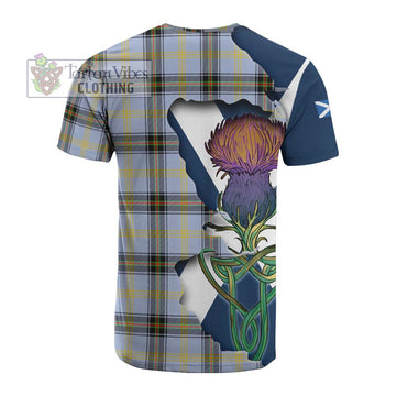 Bell Tartan Family Crest Cotton T-shirt Scottish Thistle Celtic Inspired