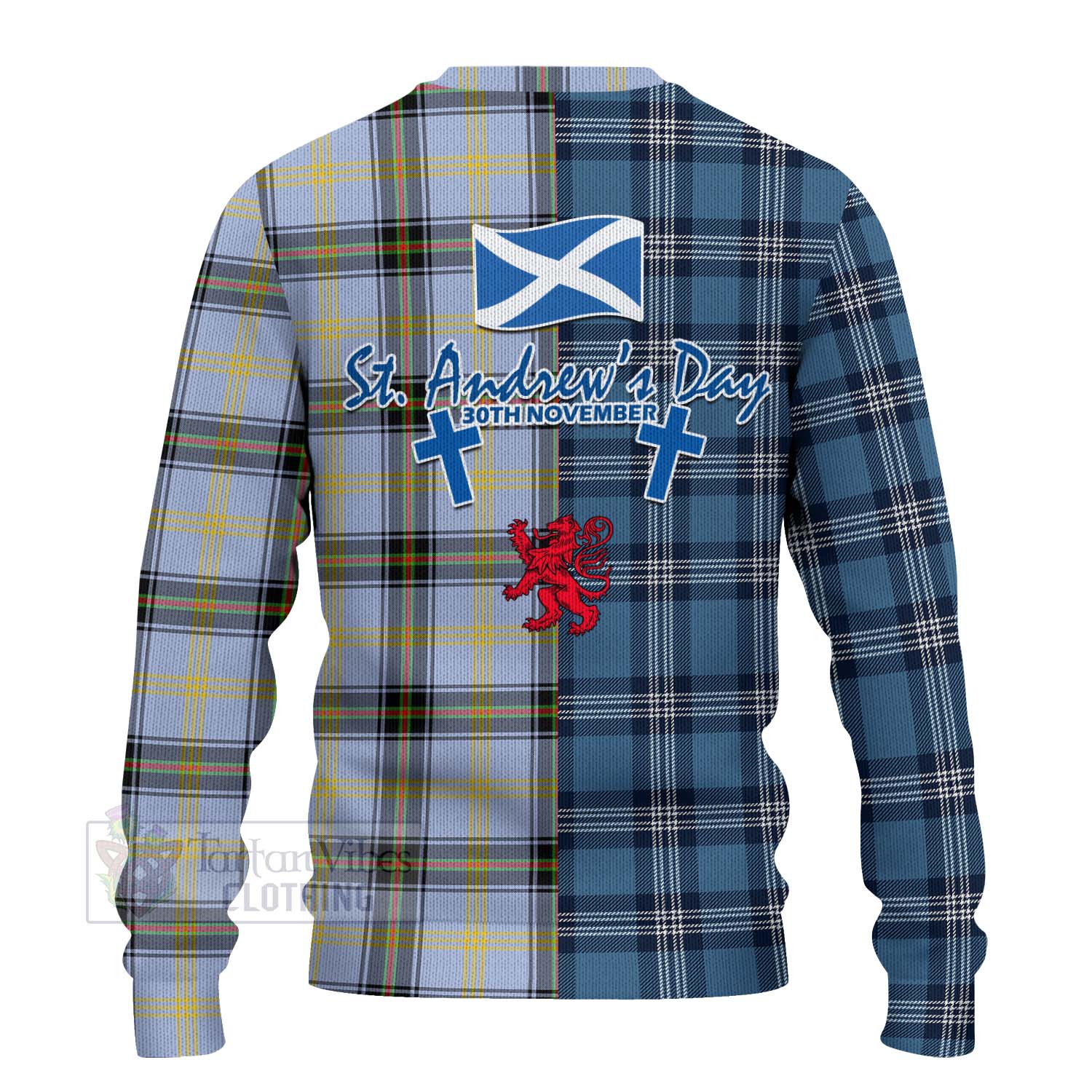 Tartan Vibes Clothing Bell Tartan Knitted Sweater Happy St. Andrew's Day Half Tartan Style