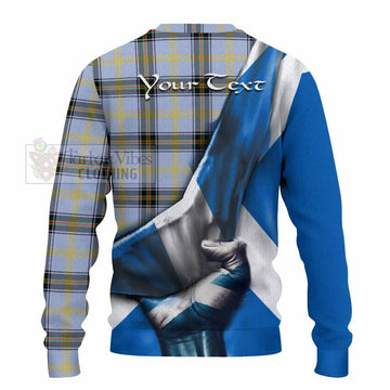 Tartan Vibes Clothing Bell Tartan Knitted Sweater with Family Crest Scotland Patriotic Style