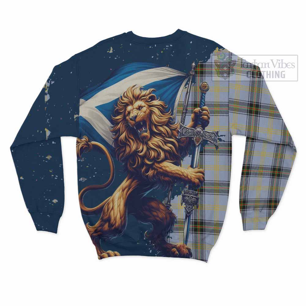 Tartan Vibes Clothing Bell Tartan Family Crest Sweatshirt with Scottish Majestic Lion