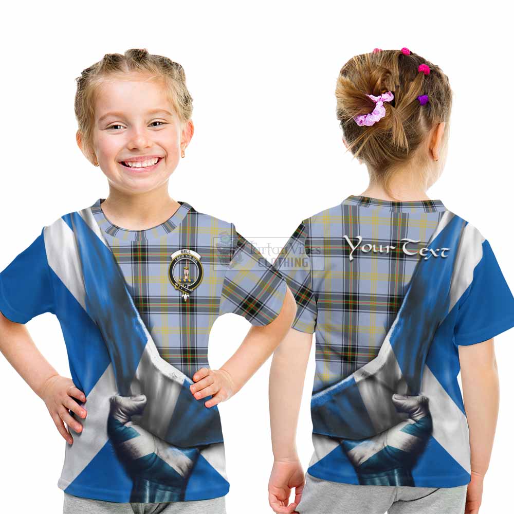 Tartan Vibes Clothing Bell Tartan Kid T-Shirt with Family Crest Scotland Patriotic Style
