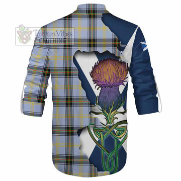 Tartan Vibes Clothing Bell Tartan Family Crest Ghillie Kilt Shirt Scottish Thistle Celtic Inspired
