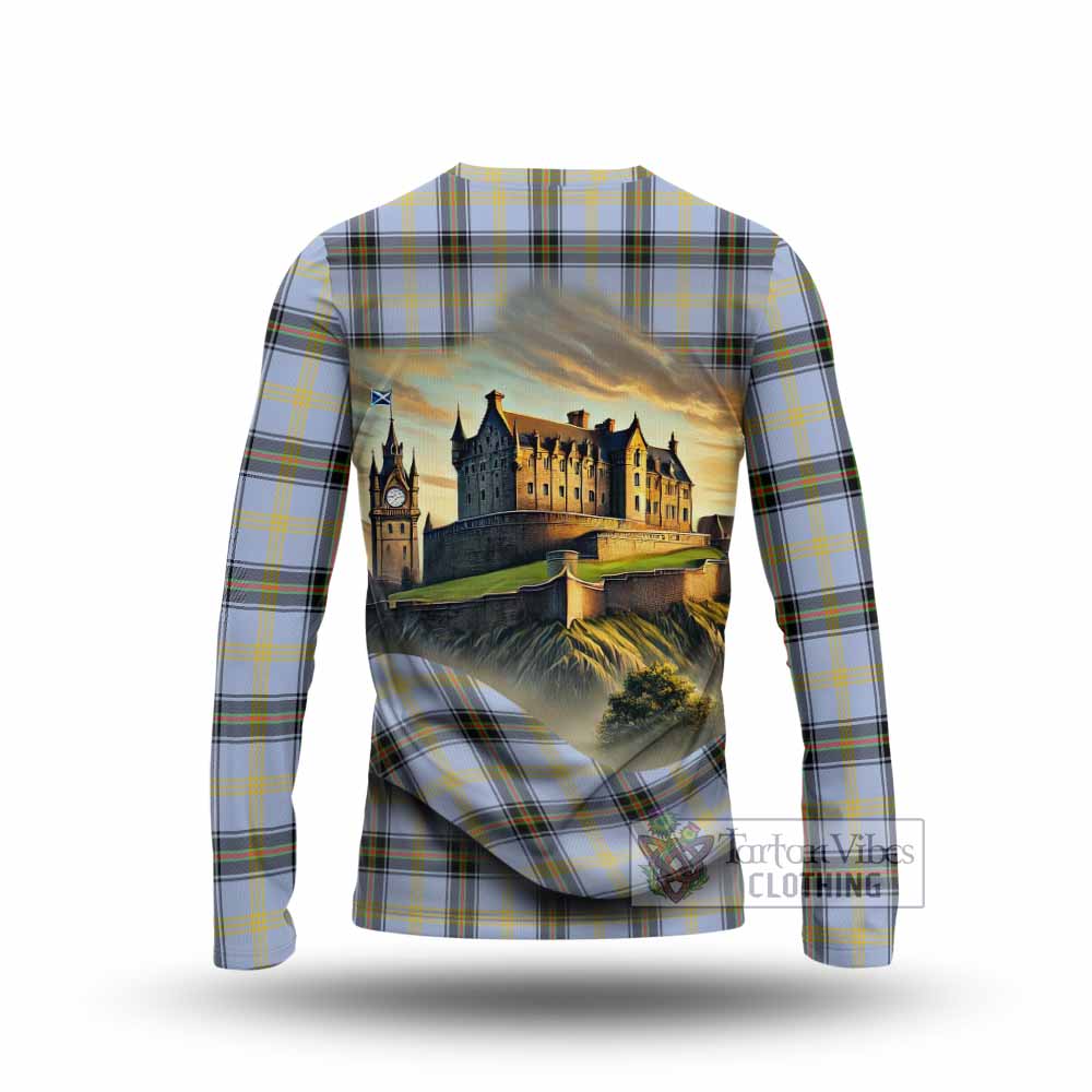 Tartan Vibes Clothing Bell Tartan Family Crest Long Sleeve T-Shirt with Scottish Ancient Castle Style