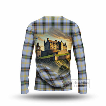 Bell Tartan Family Crest Long Sleeve T-Shirt with Scottish Ancient Castle Style