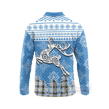Bell Clan Christmas Long Sleeve Polo Shirt Celtic Reindeer Style