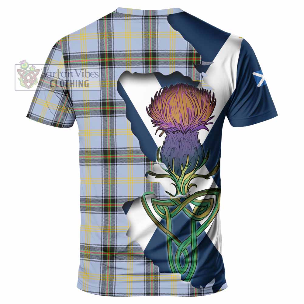Tartan Vibes Clothing Bell Tartan Family Crest T-Shirt Scottish Thistle Celtic Inspired