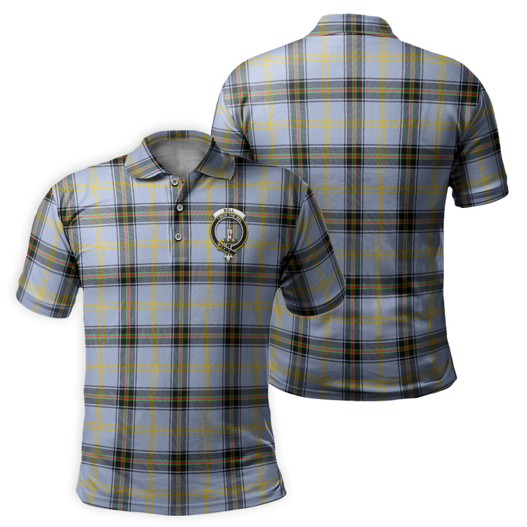 Bell Tartan Men's Polo Shirt with Family Crest - Tartanvibesclothing